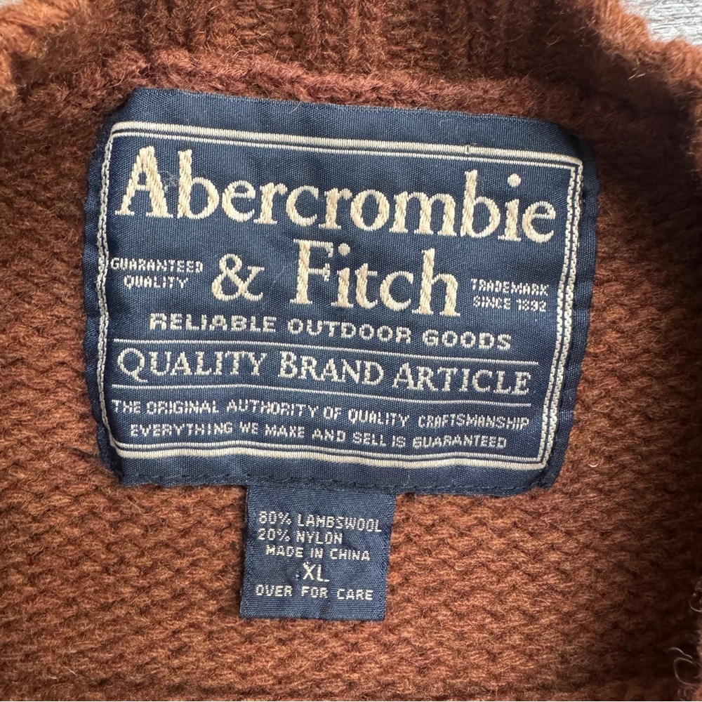 Vintage 90s Abercrombie and Fitch Lambswool Knit Snowflake Grandpa Sweater Large - Picture 3 of 11